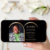 ブラック金ゴールドモダンフォトアーチ誕生日 セーブザデート