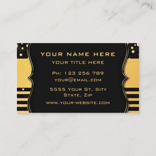 ブラック金ゴールドモダンプロフェッショナル名刺 名刺 (裏面)