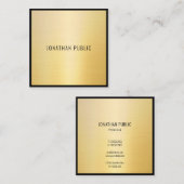 ブラック金ゴールドモダンミニマルエレガントプロフェッショナル スクエア名刺 (正面/裏面)