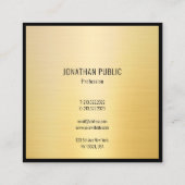 ブラック金ゴールドモダンミニマルエレガントプロフェッショナル スクエア名刺 (裏面)