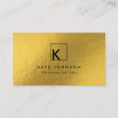 ブラック金ゴールドモダンモノグラムミニマルロゴ 名刺 (正面)