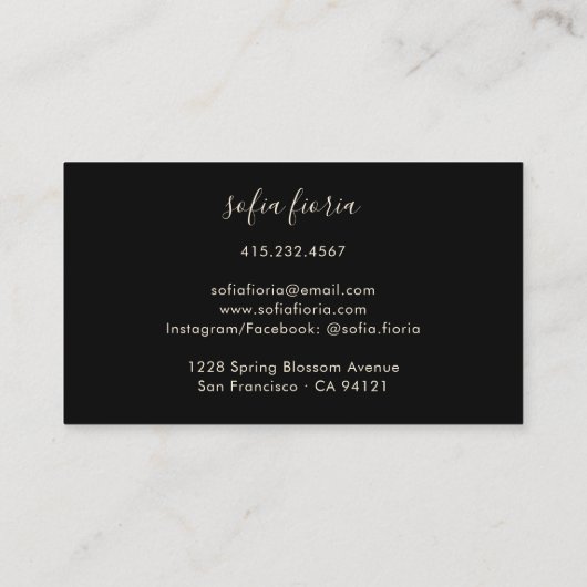 ブラック金ゴールドモダンラグジュアリーヘアスタイリスト 名刺 (裏面)