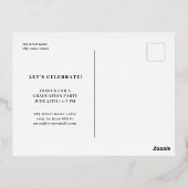 ブラック金ゴールドモダン卒業招待状はがき 箔シーズンポストカード (裏面)