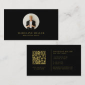 ブラック金ゴールドモダン実在プロフェッショナル写真 名刺 (正面/裏面)