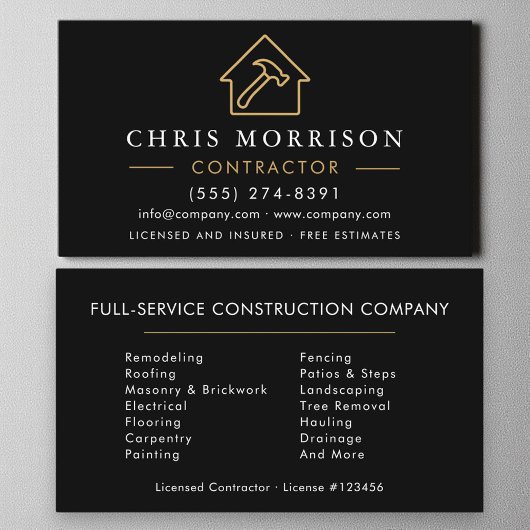 ブラック金ゴールドモダン建物建築 名刺