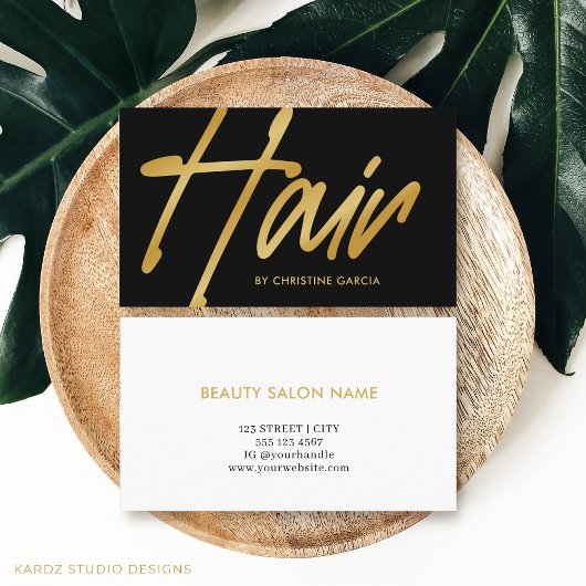 ブラック金ゴールドモダン美容師 名刺