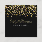 ブラック金ゴールドモダン高級ヘアサロンメイクアップアーティスト スクエア名刺 (正面)
