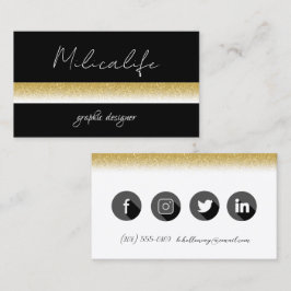 ブラック金ゴールドモダン、ソーシャルメディア名刺 名刺