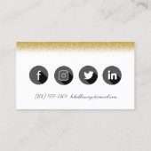 ブラック金ゴールドモダン、ソーシャルメディア名刺 名刺 (裏面)