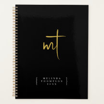 ブラック金ゴールドモノグラムのイニシャルスクリプトアポイントメント