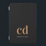 ブラック金ゴールドモノグラムイニシャルエレガントモダン iPad MINIカバー<br><div class="desc">黒の背景、黄金と白の文字。モノグラムのイニシャルと名前をカスタマイズして追加する。黄金と白の文字。彼と彼女の両方のために。</div>