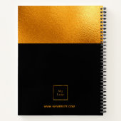 ブラック金ゴールドモノグラムイニシャルビジネスロゴ ノートブック (裏面)