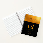 ブラック金ゴールドモノグラムイニシャルビジネスロゴ ノートブック (内部)