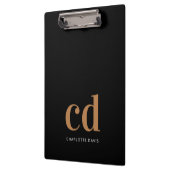 ブラック金ゴールドモノグラムイニシャルミニマルエレガントリスト クリップボード (左)