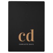 ブラック金ゴールドモノグラムイニシャルミニマルエレガントリスト クリップボード (裏面)