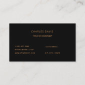 ブラック金ゴールドモノグラムイニシャルミニマルエレガントリスト 名刺 (裏面)