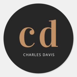 ブラック金ゴールドモノグラムイニシャルミニマルモダンリスト ラウンドシール