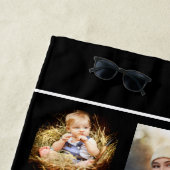 ブラック金ゴールドモノグラムイニシャル写真コラージュモダン ビーチタオル (インサイチュ)