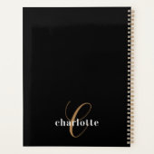 ブラック金ゴールドモノグラムイニシャル名ミニマリスト2024 プランナー手帳 (裏面)