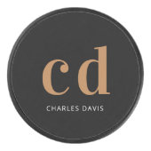 ブラック金ゴールドモノグラムイニシャル名ミニマリスト アイスホッケーパック (正面)