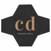 ブラック金ゴールドモノグラムイニシャル名 サッカーボール (フラット)