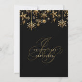 ブラック金ゴールドモノグラムイニシャル雪結婚片 招待状 (裏面)