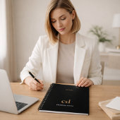 ブラック金ゴールドモノグラムイニシャル2023 プランナー手帳