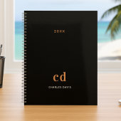 ブラック金ゴールドモノグラムイニシャル2023 プランナー手帳