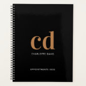 ブラック金ゴールドモノグラムイニシャル2026 プランナー手帳 (正面)