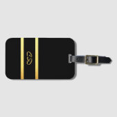 ブラック金ゴールドモノグラムイニシャル ラゲッジタグ (正面横)