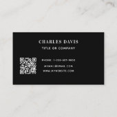 ブラック金ゴールドモノグラムイニシャルQrコードロゴ 名刺 (裏面)