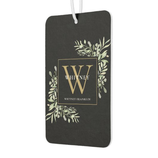 ブラック金ゴールドモノグラムエレガントグモダンリー カーエアーフレッシュナー (左)