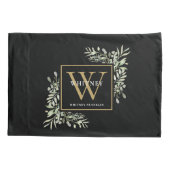 ブラック金ゴールドモノグラムエレガントグモダンリー 枕カバー (裏面)