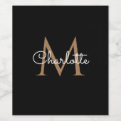 ブラック金ゴールドモノグラムエレガントスクリプトワインラベル ワインラベル (シングルラベル)