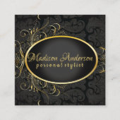 ブラック金ゴールドモノグラムクラス王室のスタイルカード スクエア名刺 (正面)