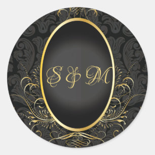 ブラック金ゴールドモノグラムクラス王室のスタイルシール ラウンドシール
