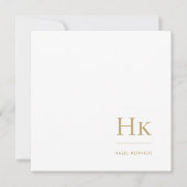 ブラック金ゴールドモノグラムシンプルエレガントSOCIAL NOTECARD ノートカード (正面)