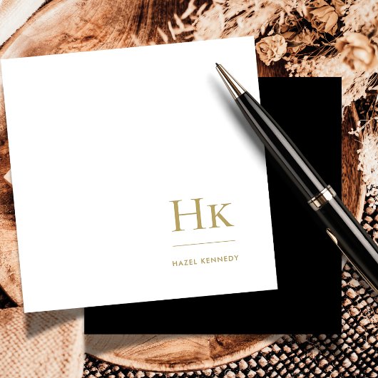 ブラック金ゴールドモノグラムシンプルエレガントSOCIAL NOTECARD ノートカード
