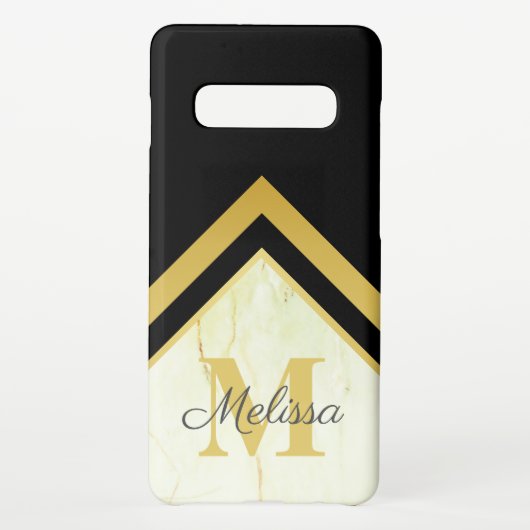 ブラック金ゴールドモノグラムジオメトリックマーブル iPhone 16ケース (裏面)