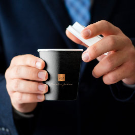 ブラック金ゴールドモノグラムパーソナライズされた名エレガント 紙コップ