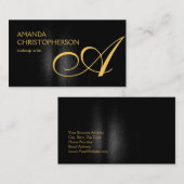 ブラック金ゴールドモノグラムメイクアップアーティスト名刺 名刺 (正面/裏面)