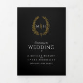 ブラック金ゴールドモノグラムリースストーリー&プロ結婚グラム 三つ折りプログラム (カバー)