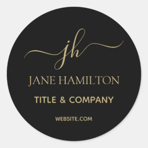 ブラック金ゴールドモノグラム封筒用シール ラウンドシール