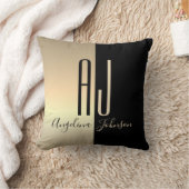 ブラック金ゴールドモノグラム クッション (ブランケット)
