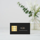 ブラック金ゴールドモノグラムQrコードロゴ 名刺 (スタンド正面)