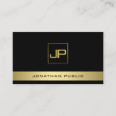 ブラック金ゴールドモモダンノグラムエレガントプロフェッショナル 名刺 (正面)