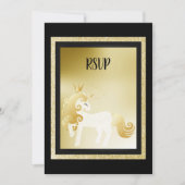 ブラック金ゴールドユニコーンバースデーパーティーRSVP 招待状 (正面)