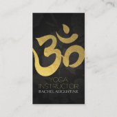 ブラック金ゴールドヨガインストラクターオムシンボルフローラリネン 名刺 (正面)