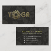 ブラック金ゴールドヨガ仲介マンダラフローラリネン 名刺 (正面/裏面)