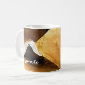 ブラック金ゴールドヨガ瞑想インストラクター霊気マスター コーヒーマグカップ (正面左)